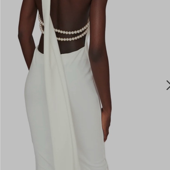 Chic Backless White Dress with Pearl Straps - Picture 5 of 16